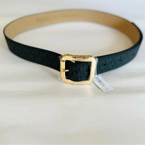 Michael Kors Black/Black Signature Logo Monogram Buckle Belt (556267C), Medium. - Picture 4 of 9